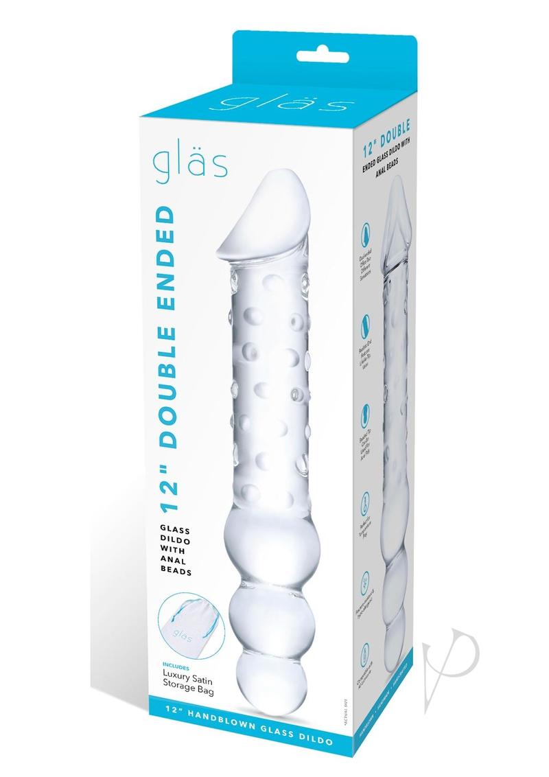 Dbl End Dildo W/anal Beads 12 Clear