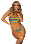 Shredded Rainbow Heart Top/panty 2pc Os