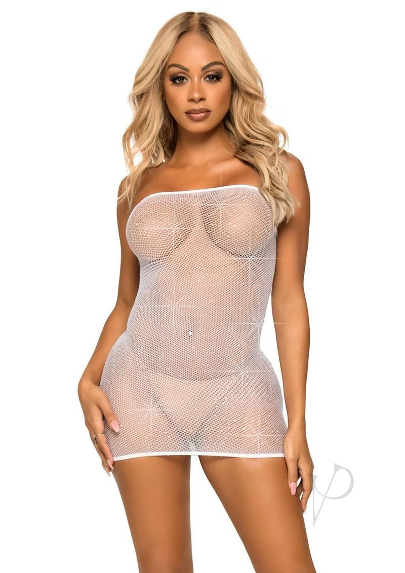 Crystalize Net Convert Tube Dress Os Wht