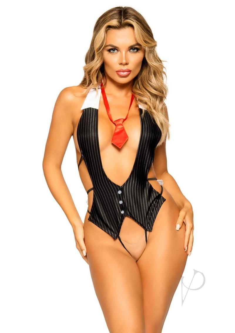Boss Babe Teddy/tie 2pc Set Blk