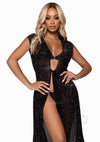 Iridescent Rhinestone Sheer Robe Os Blk