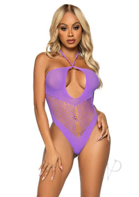 Seamless Hexi Net Halter Bodysuit Os Lav