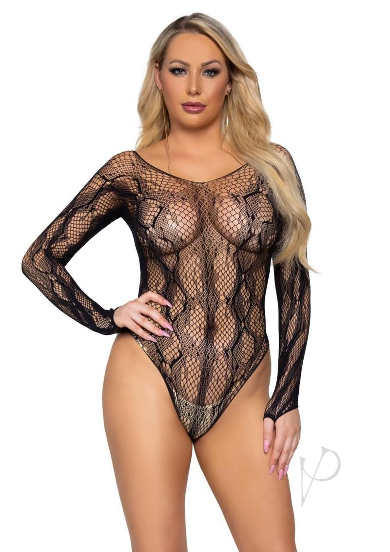 Python Net Long Sleeve Bodysuit Os Blk