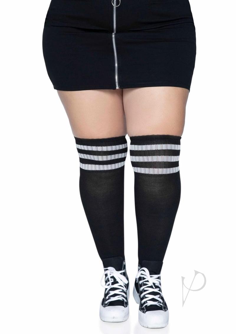 Over The Knee Athl Socks 1x/2x Blk/wht