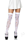 Sugar Skull Net Thigh Highs Os White