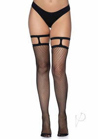 Fishnet Thigh High Garter Top Os Black