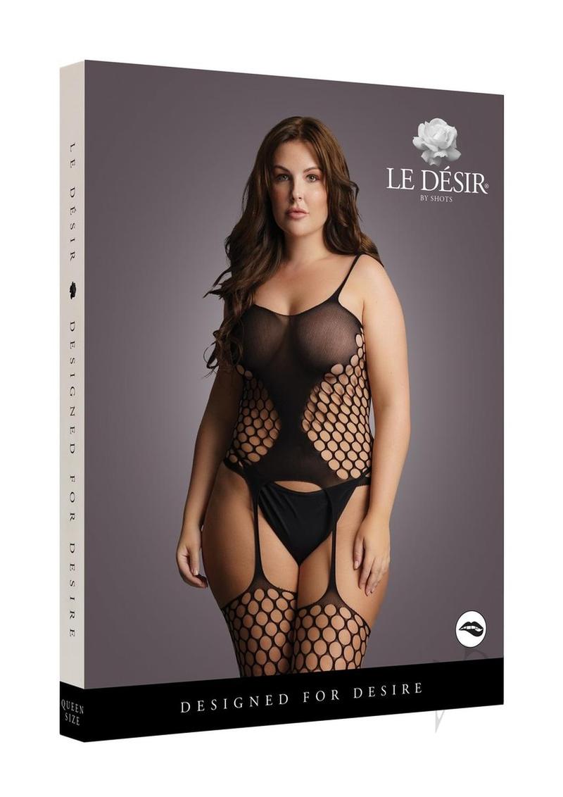 Fence Net Suspender Bodystock Qn Blk