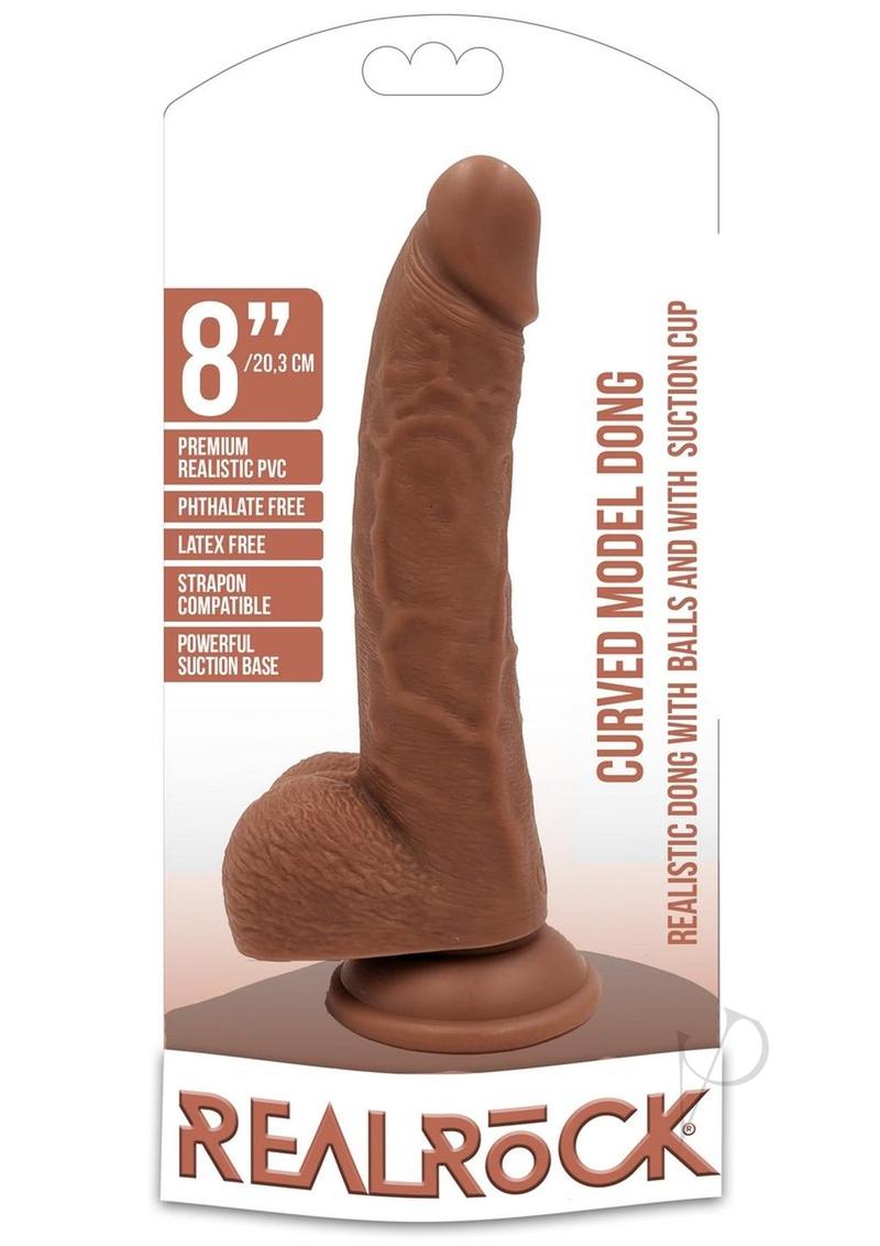 Realrock Curved Dildo W/balls 8 Tan