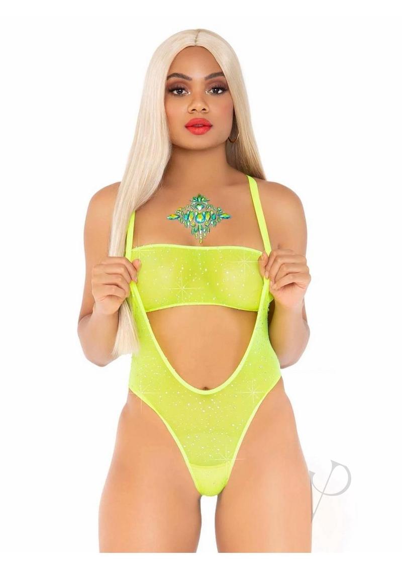 Rhinestone Mesh Bandeau/body Os 2pc Ylw