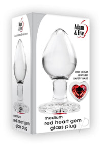 Aande Red Heart Gem Glass Plug Med