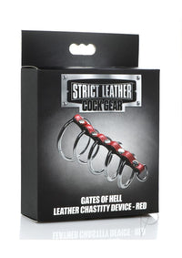 Strict Cock Gear Leather/steel Gates Red