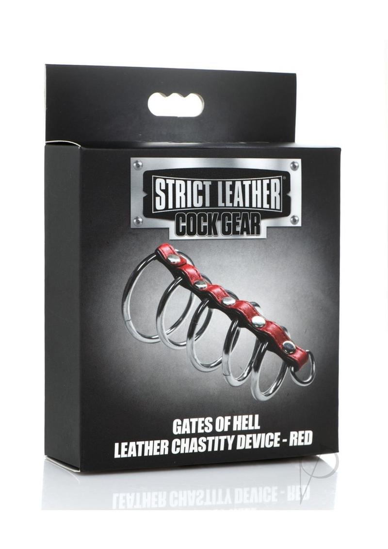 Strict Cock Gear Leather/steel Gates Red