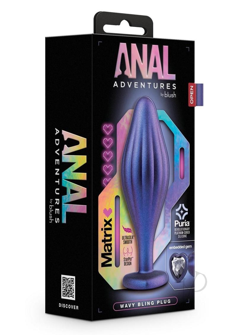 Anal Adv Matrix Wavy Bling Plug Sapphire