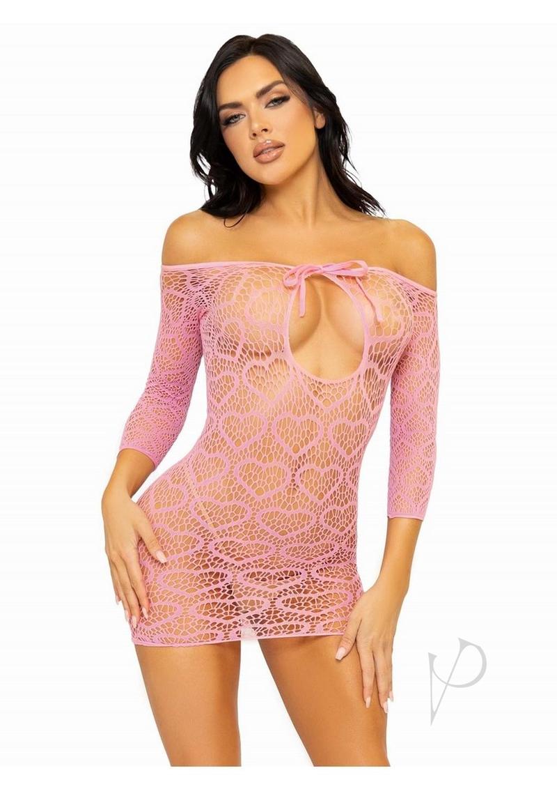 Seamless Heart Mini Dress Keyhole Os Pnk