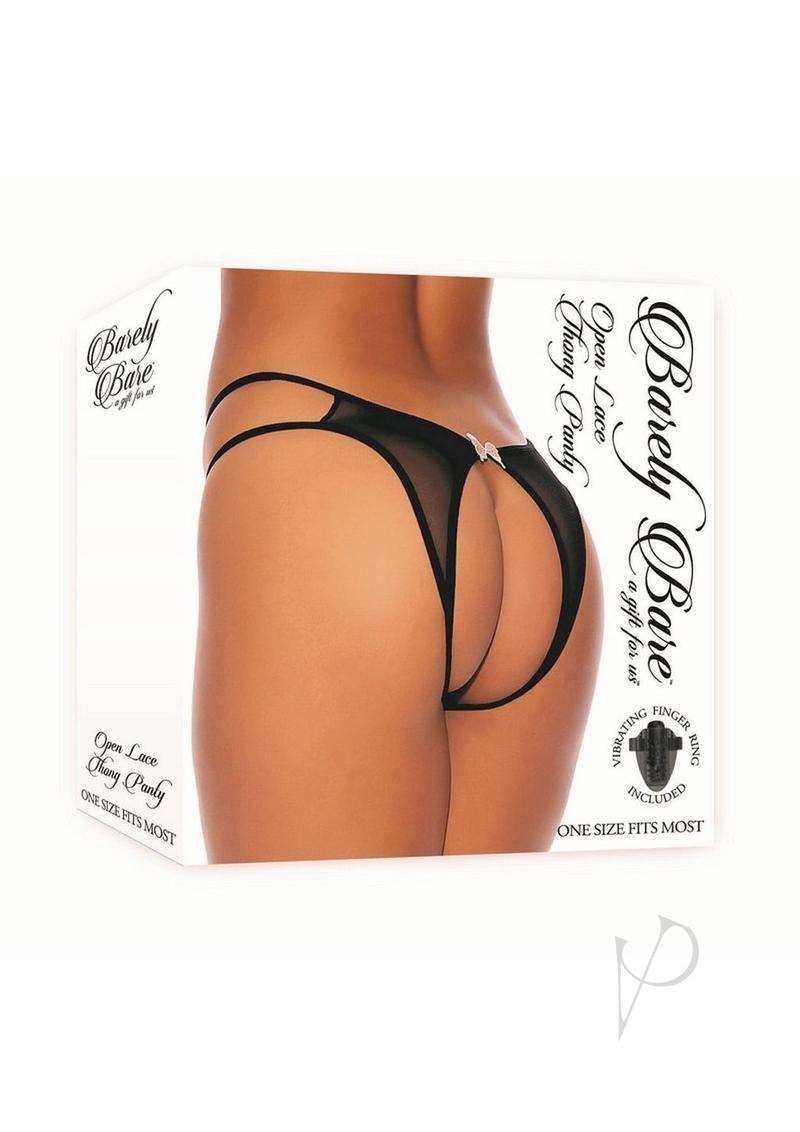 Barely B Open Lace Thong Panty Blk