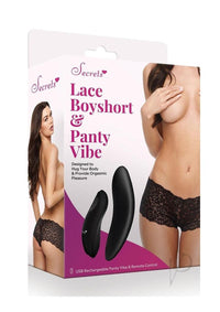 Secret Lace Boyshort Remote O/s Black