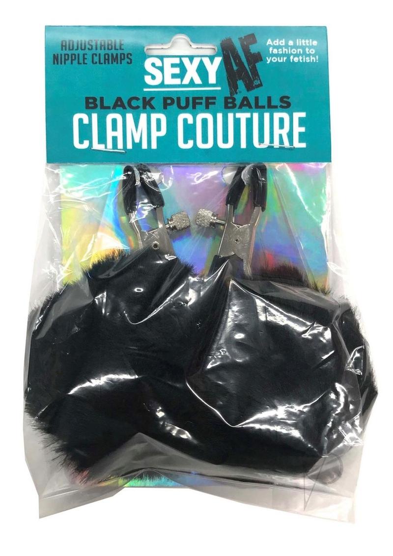 Sexy Af Nipple Clamps Black Puff Balls