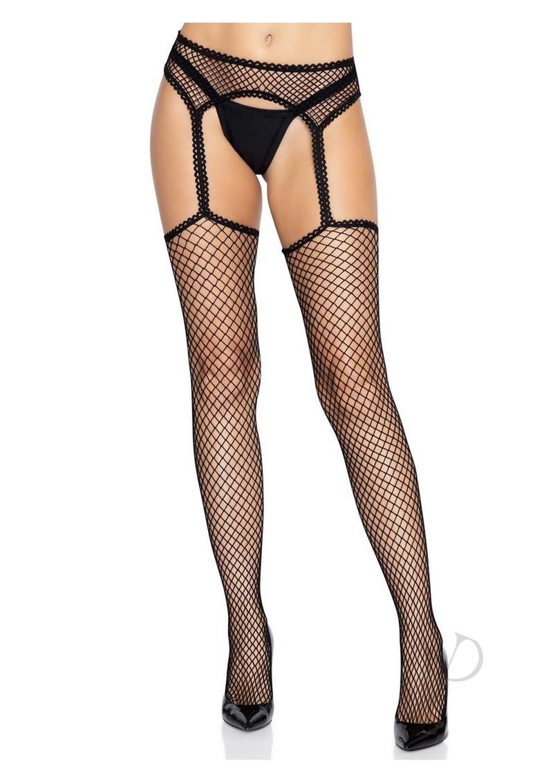 Indust Stocking Scallop Garter Os Blk