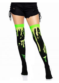 Splatter Thigh Highs Os Green