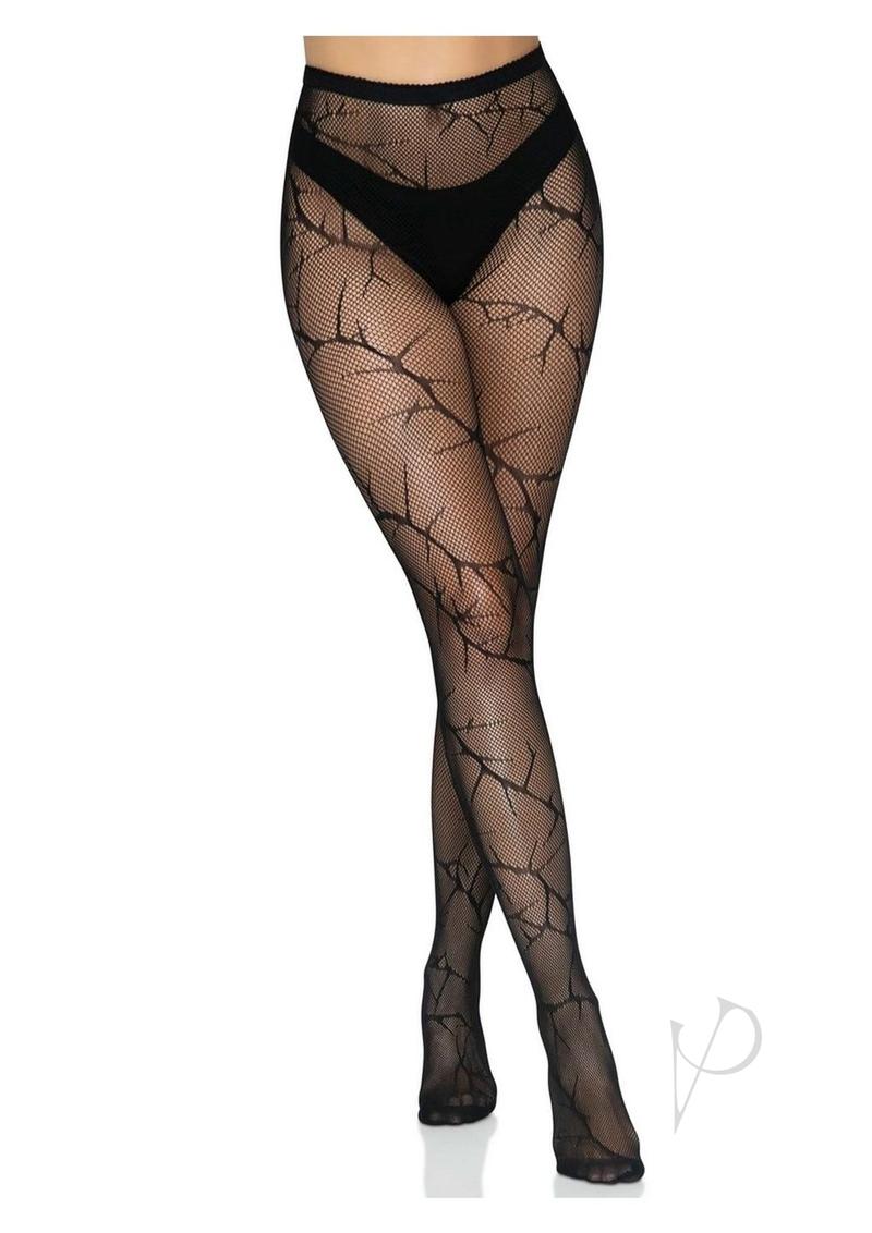 Cracked Fishnet Tights Os Black