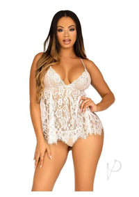 Floral Babydoll Eyelash Gstring Sm Wht