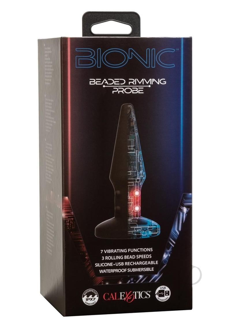 Bionic Beaded Rimming Probe Rechargeable Silicone Anal Stimulator Black