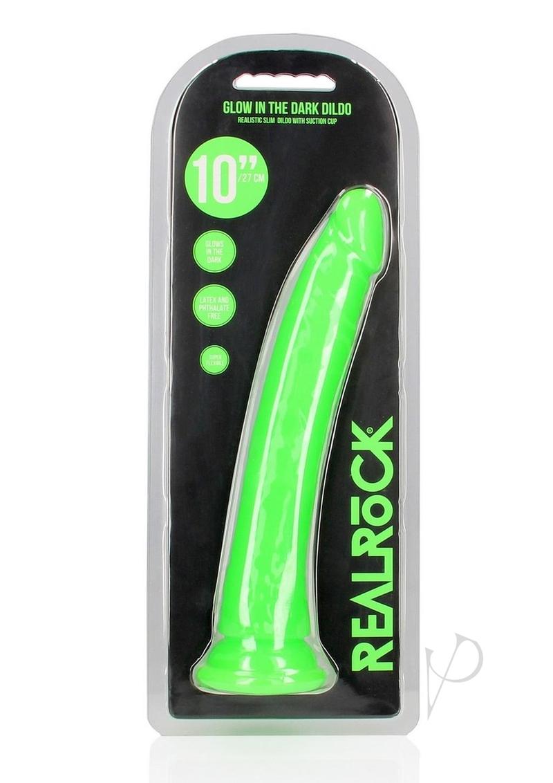 Realrock Slim Dildo 10 Gitd Green