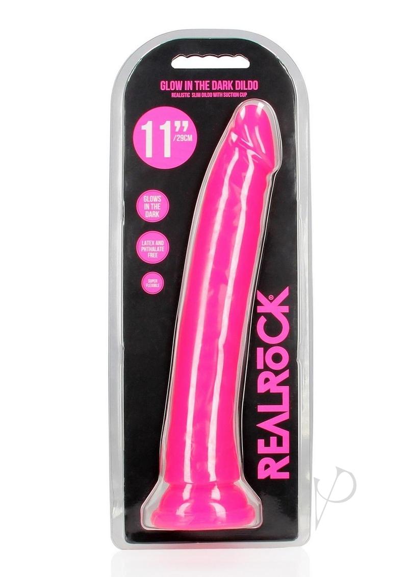 Realrock Slim Dildo 11 Gitd Pink