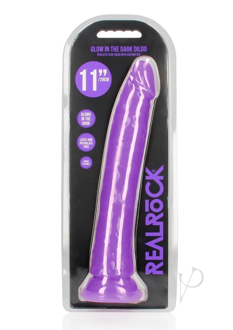 Realrock Slim Dildo 11 Gitd Purple