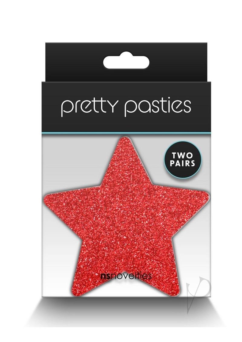 Pretty Pasties Glitter Stars Red/slv