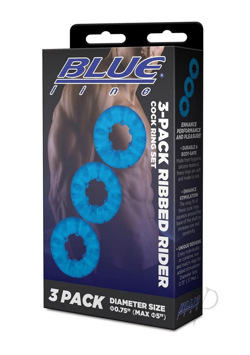 Blue Line Ribbed Rider Cring 3pk Blu