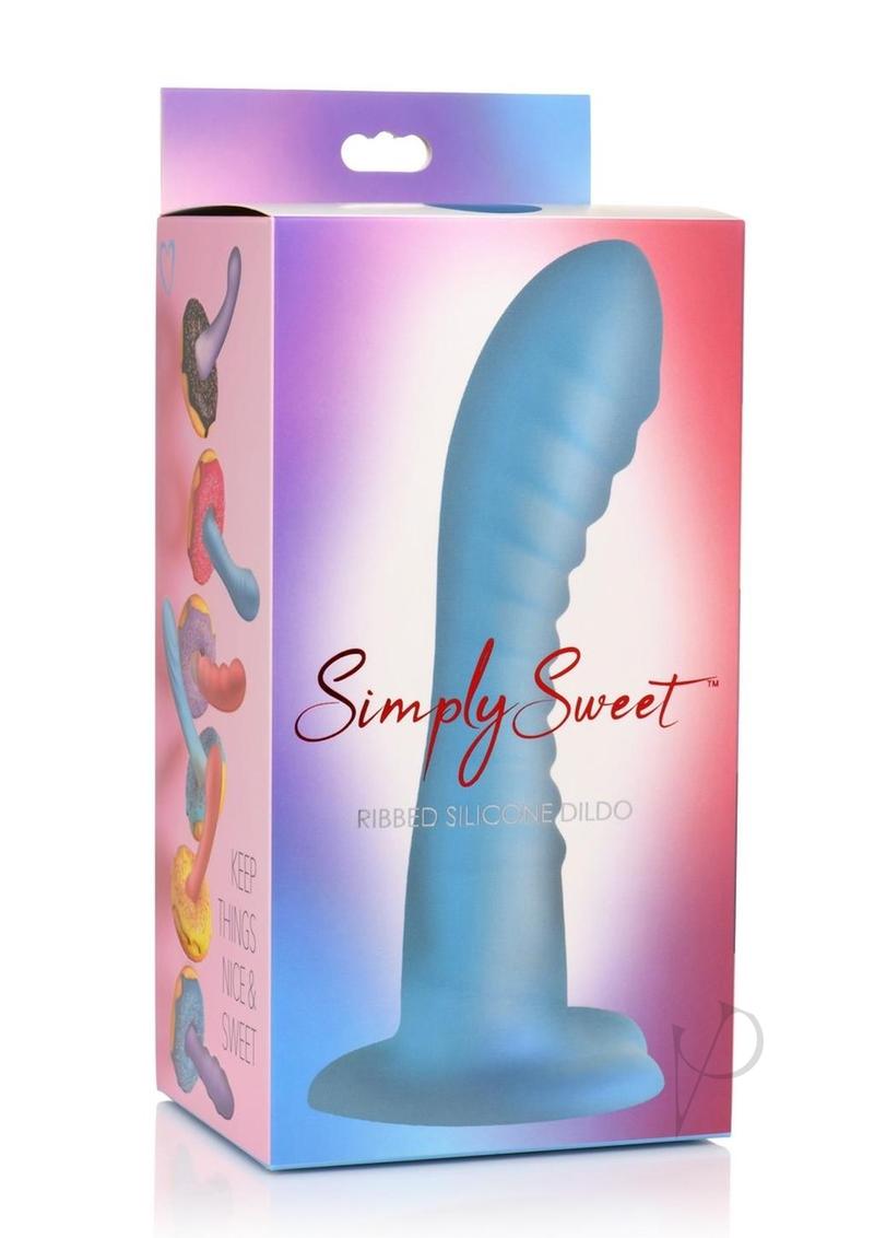 Simply Sweet Ribbed Dildo Blue