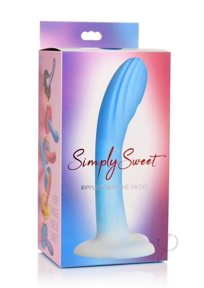 Simply Sweet Rippled Dildo Blu/wht