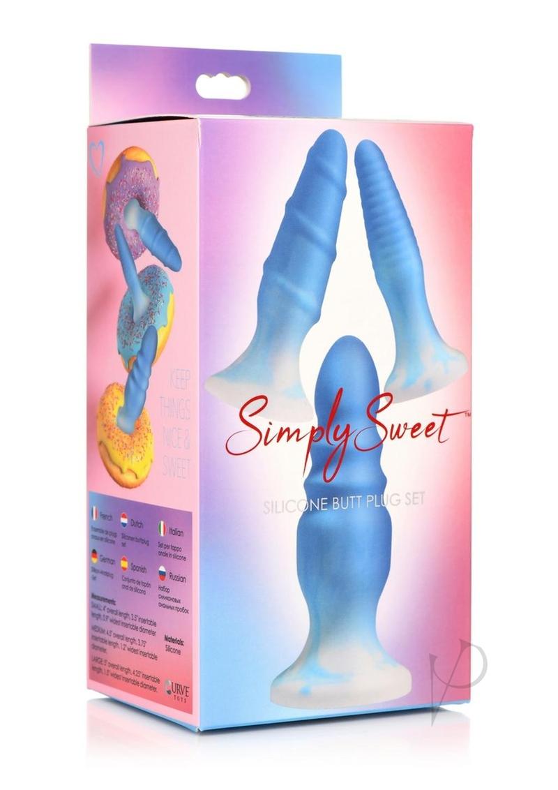 Simply Sweet Silicone Butt Plug Set Blue