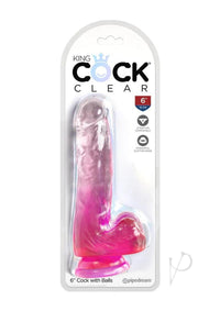 Kc 6 Cock Clear W/balls Pink