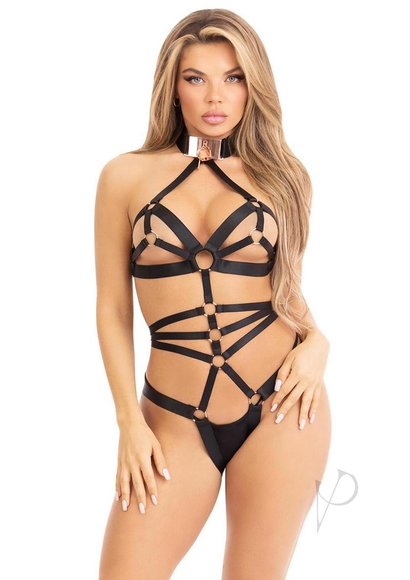 Satin Elastic Oring Teddy Choker Os Blk