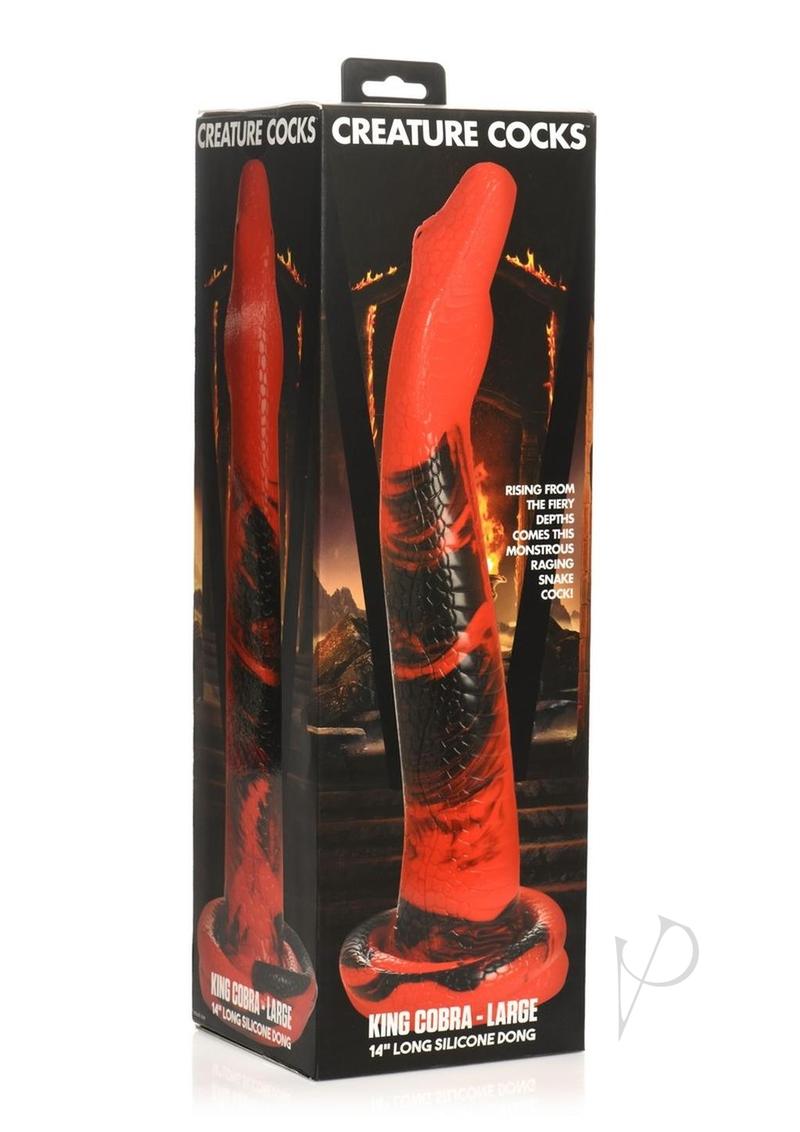 Creature Cocks King Cobra Long Silicone Dildo Large 14in Red & Black