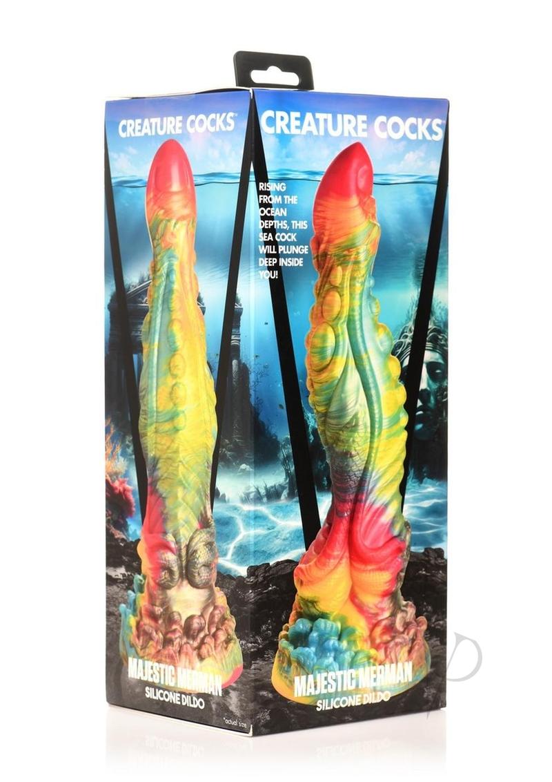 Creature Cock Majestic Merman Silicone Dildo Rainbow