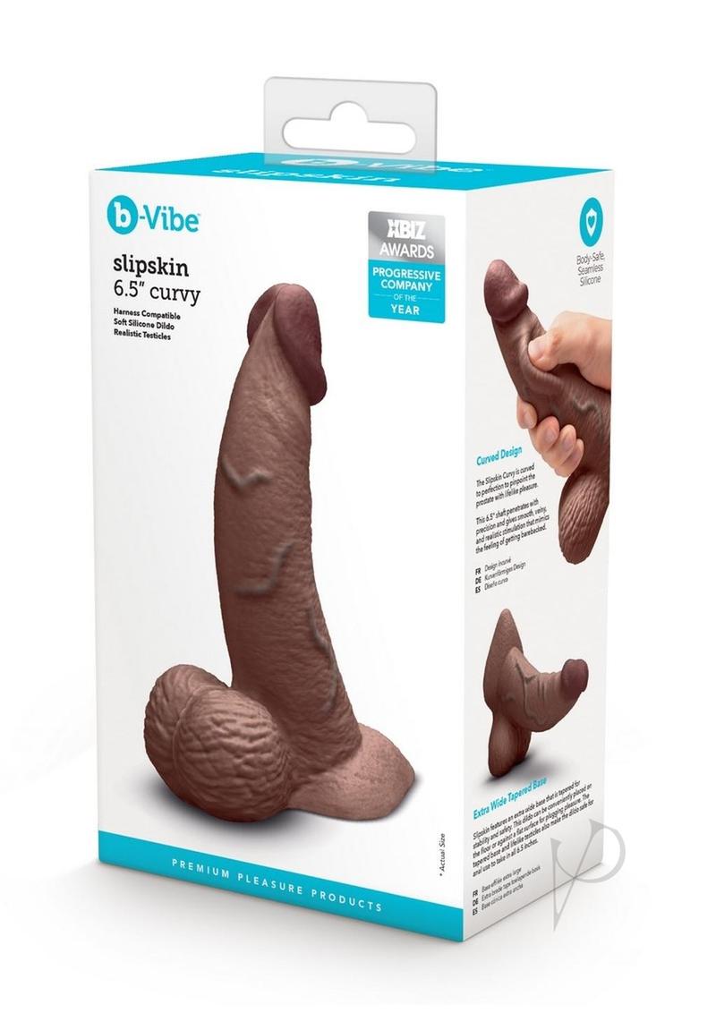 B-vibe Slipskin Dildo Curve 6.5 Brn