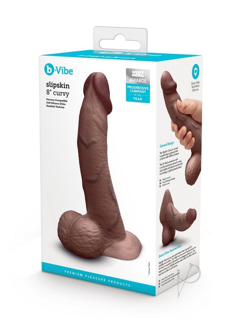 B-vibe Slipskin Dildo Curve 8 Brn