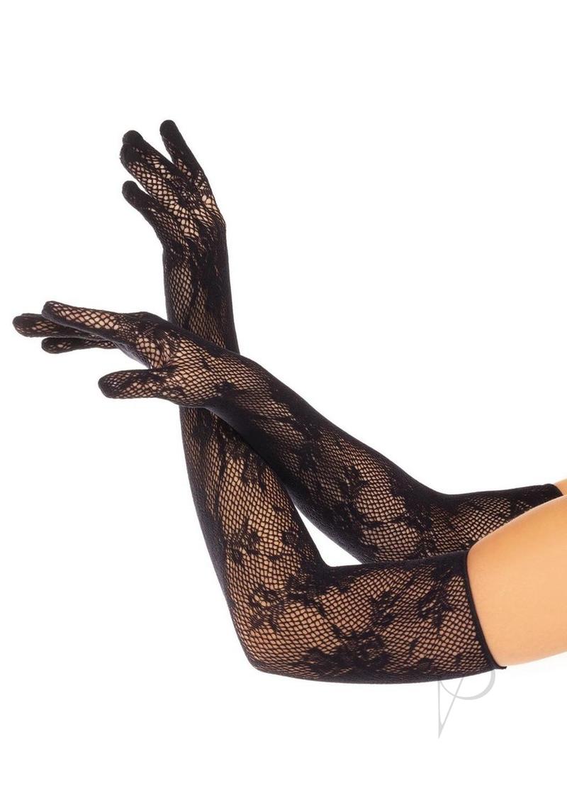 Seamless Opera  floral Net Gloves Os Blk