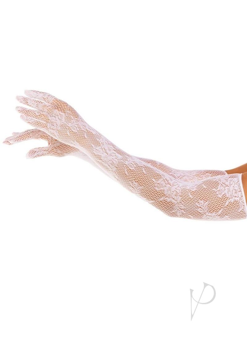 Seamless Opera  floral Net Gloves Os Wht