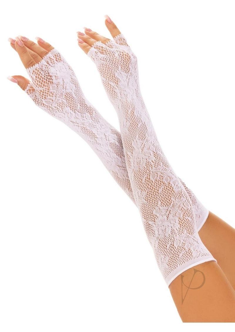 Seamless Opera  floral Fingerless Os Wht