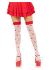 Spandex Dot Mushroom Thigh High Wh/rd