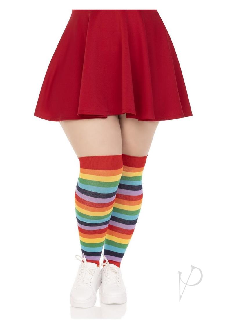 Spandex Acrylic Rainbow Thigh High 1x-2x