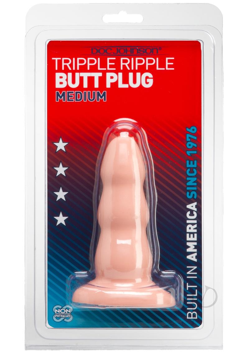 Triple Ripple Butt Plug White Med