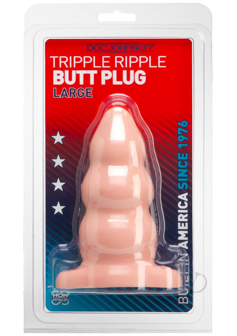 Triple Ripple Butt Plug White Large